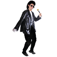 Adult Michael Jackson Mens Pop Star Costume Thriller Halloween - Black