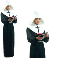 Mens Nun Costume Religious Catholic Priest Fancy Dress Party Outfit Church