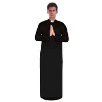 Mens PRIEST Father Costume Religious Halloween Robe Church Collar Vicar Preacher