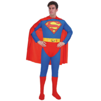 Mens Superhero Superman Costume Super Man Halloween Fancy Dress Stag