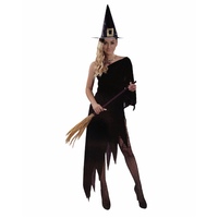 Womens Adult Witch Costume Halloween Party Vampire Dress - Black