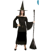 Adult Elegant Witch Costume Halloween Party Gothic Vampire - Black