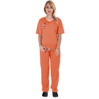 Adult Women's Orange Prisoner Lady Costume Convict Jail Halloween Dress Up Hens