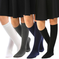 12x Knee High School Socks for Girls Boys Plain Cotton Rich Kids Bulk