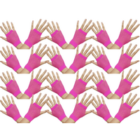 12 Pair Fishnet Gloves Fingerless Wrist Length 70s 80s Costume Party - Hot Pink