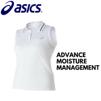 ASICS Womens Club Sleeveless Polo Top Tennis Workout - White