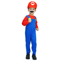Kids Mario Costume Bros Jumpsuit Fancy Dress Cosplay Book Week Dress