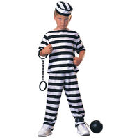 Children's PRISONER Boy COSTUME Halloween Convict Jail Kids Outfit Robber Boys