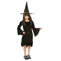 Children Classic Witch Costume Halloween Wicked Party Dress Up - Black 