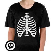 Childrens Skeleton Top Scary Kids Dress Up Halloween Book Week Bones T Shirt