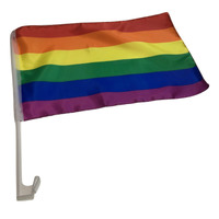 RAINBOW CAR FLAG w Window Clip Flags Australia Day 30cm x 45cm LGBT Gay Pride