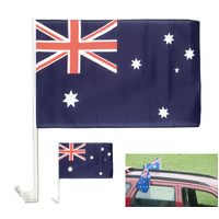 2x AUSTRALIA CAR FLAG with Window Clip Flags Australia Day 30cm x 45cm