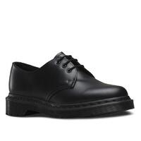 DR. MARTENS MONO SMOOTH FLATS WOMEN'S LACE-UP SHOES - BLACK 