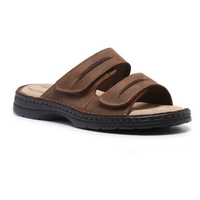 Hush Puppies Slider Mens Leather Adjustable Strap Sandals Slippers Shoes - Brown