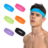 PLAIN HEADBAND Elastic Stretch Sports Yoga Hair Band Unisex 8cm Wide Wrap