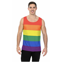Adult Mens Rainbow Stripe Tank Top LGBT Costume Mardi Gras Festival Gay Pride
