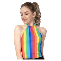 Womens RAINBOW HALTER Top LGBT Gay Lesbian Gay Pride Tank T-Shirt