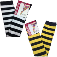 2pc Set Over The Knee Socks Striped Black White Yellow High Thigh Long Stocking
