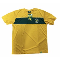 New Socceroos Mens Chest Panel SS Football Tee Shirt Soccer Olympics - Yellow/Green