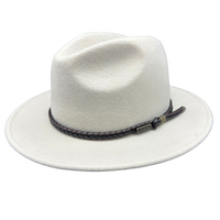 Jacaru Australian Wool Fedora Hat Outback 100% Wool Crushable Travel - Cream