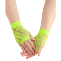 1 Pair Fishnet Gloves Fingerless Wrist Length Costume Party Dance - Fluro Yellow
