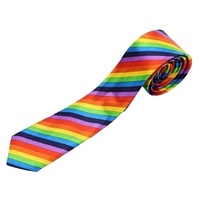 Skinny Rainbow Tie Wedding Slim Gay Pride Fancy Dress LGBT Party Mardi Gras