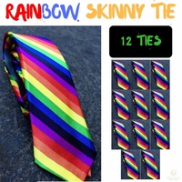 12x Men's Skinny Rainbow Tie Slim Wedding Mardi Gras Pride Party Necktie BULK