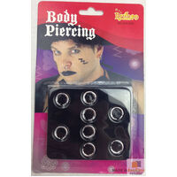 8 BODY PIERCING Fake Rings Costume Nose Earrings Lip Jewellery Clip On Party