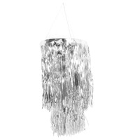 2 Tier Foil Metallic Tinsel Hanging Chandelier Party Decoration - Silver