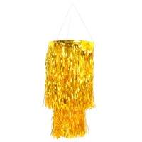 2 Tier Foil Metallic Tinsel Hanging Chandelier Party Decoration - Gold