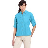 ExOfficio Women's Dryflylite Stripe Long Sleeve Shirt - Reef Blue