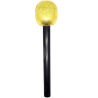 Glitter 80s PARTY MICROPHONE Karaoke Toy Disco Themed Costume Awards Night 25cm - Gold