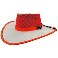 Jacaru Hi Vis Safety Hat Fluro Canvas Vented Summer Wide Brim - White/Orange