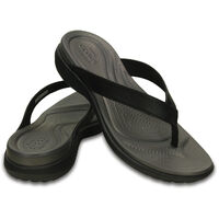 Crocs Women's Capri V Flip Flops Thongs Summer Comfy - Black/Graphite