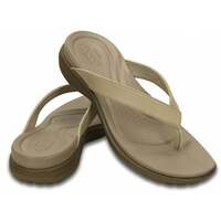 Crocs Women's Capri V Flip Flops Thongs Summer Comfy - Chai/Walnut