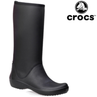 Crocs Womens RainFloe Tall Boots Ladies Shoes Footwear - Black