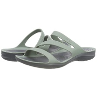 Crocs Womens Swiftwater Sandals Flip Flops Thongs Summer - Dusty Green/Charcoal