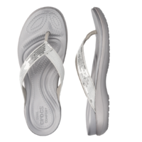 Crocs Women’s Capri V Sequin Flip Flops Thongs - Silver