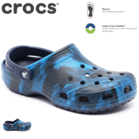 Crocs Classic Graphic Clogs Shoes Sandals - Black/Blue Swirl