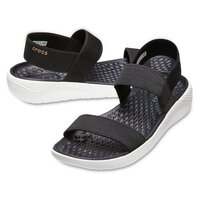 Crocs Women's LiteRide Sandals Shoes Summer Elastic Slip On - Black/White