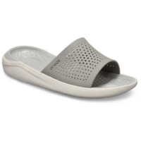 Crocs Unisex LiteRide Slide Thongs Flip Flops Sandals - Smoke/Pearl White