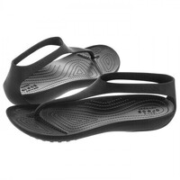 Crocs Womens Serena Flip Flop Thongs Summer Beach Shoes Sandals - Black/Black