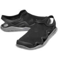 Crocs Men's Swiftwater Mesh Wave Clogs Sandals Slides River Waterproof - Black/Slate Grey