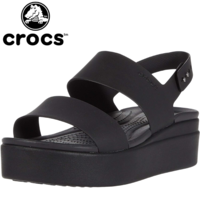 Crocs Womens Brooklyn Low Wedge Ladies Shoes - Black/Black