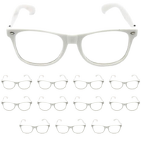 12x Wayfarer Sunglasses Glasses Party Wedding Fun Costume Dress Up - White/Clear