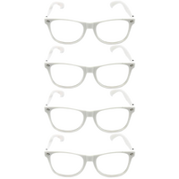4x Wayfarer Sunglasses Glasses Party Wedding Fun Costume Dress Up - White/Clear