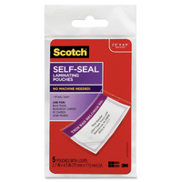 Scotch 3M Self-Seal Laminating Pouches 70mm x 115mm - 1 Pack of 5 Pouches