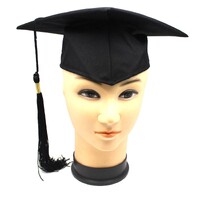 Deluxe GRADUATION HAT Mortar Board Graduate Bachelor Academic Cap School - Black