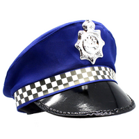 Police Officer Hat Pilot Cop Costume Party Cap Halloween Book Week - Blue