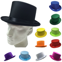 2x SATIN TOP HAT Costume Party Cap Fancy Dress Trilby Fedora One Size